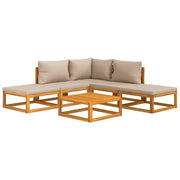 Mobili da giardino mobili da esterno Set di mobili da 6 pezzi con cuscini color tortora in legno massello 02_0016949