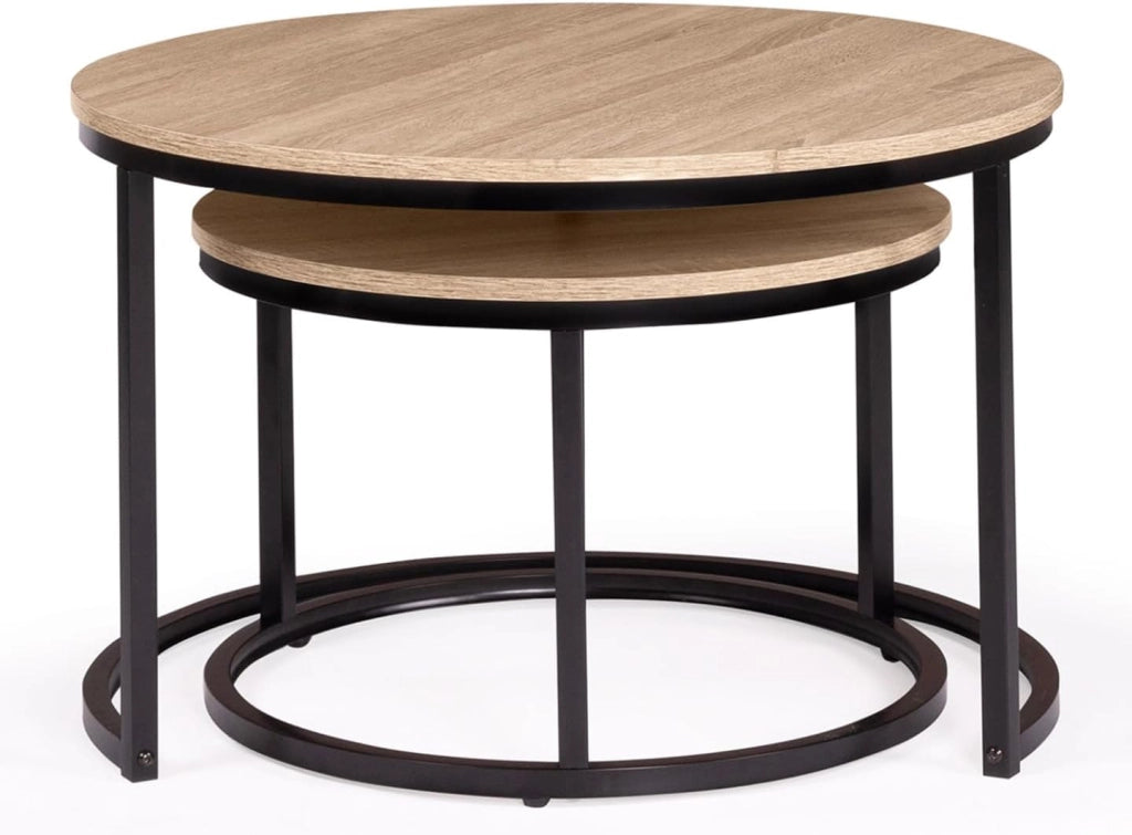 Set di 2 tavolini bassi impilabili DETROIT rotondi 54/70 dal design industriale