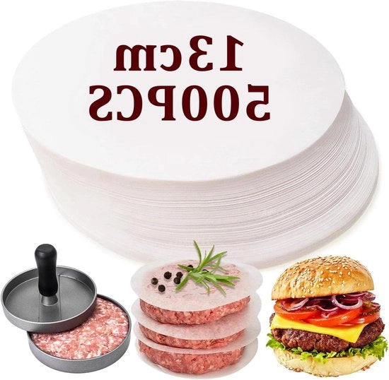 Pannetto a forma di cerchio per hamburger con trattamento antiaderente - 500 fogli - 13 cm - ecosostenibile