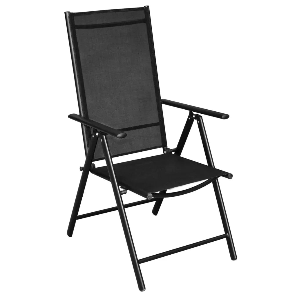 Set da Pranzo da Giardino 9 pz Pieghevole in Alluminio Nero