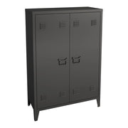 Armadietto per ufficio mobiletto portaoggetti per ufficio officina camera da letto mobiletto per ufficio in metallo con 2 ante 110 x 75 x 33 cm nero opaco 03_0006335