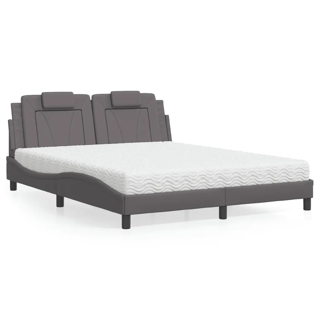 Letto Viana con Materasso Grigio 160x200 cm in Similpelle 3208806