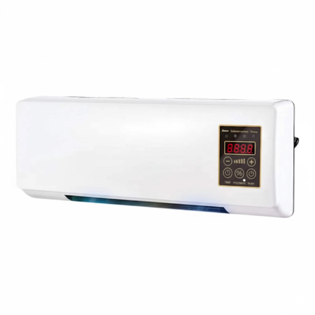 Termoventilatore Elettrico Da Parete 2000W Con Telecomando Display LED Doppia Modalità Caldo E Ventilazione Timer 6 Ore Stufa Silenziosa Per Camera Ufficio Piccoli Ambienti 54 x 14 x 20 Cm Bianco