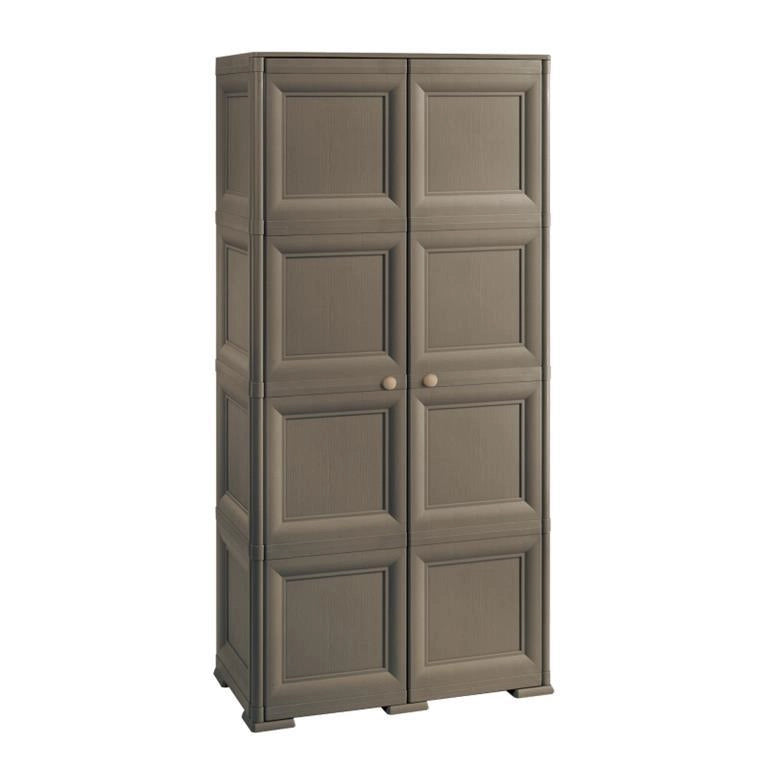 ARMADIO WENGÉ 2 ANTE 79X43X164 CM CON 8 SCOMPARTI – MOBILE ALTO CONTENITORE SALVASPAZIO PER ORGANIZZAZIONE CASA