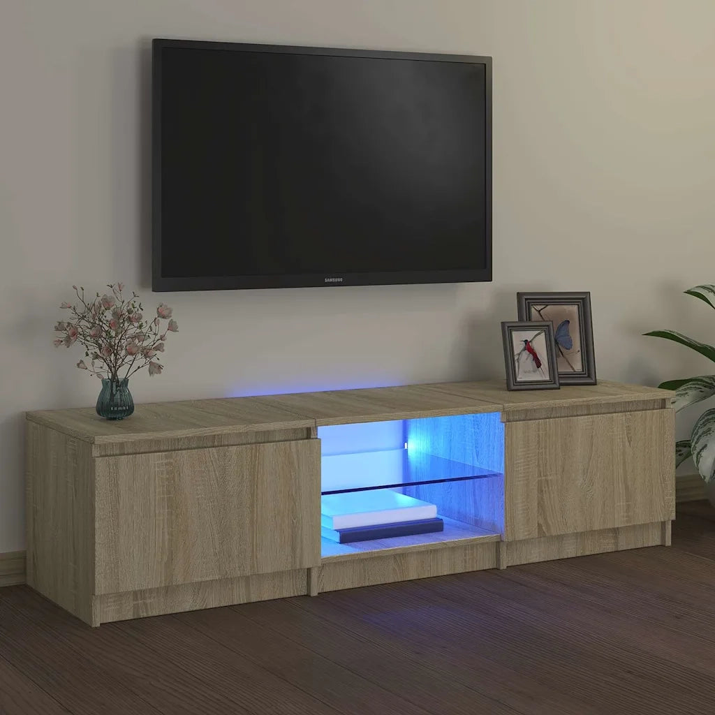 Mobile Porta TV con Luci LED Rovere Sonoma 140x40x36 cm 804295