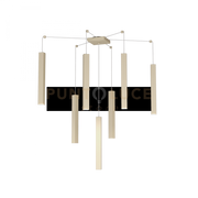 SQUARE TUBE SOSPENSIONE 7 LUCI SABBIA CAVO CM.250 CON BASE 1173-S7-SA