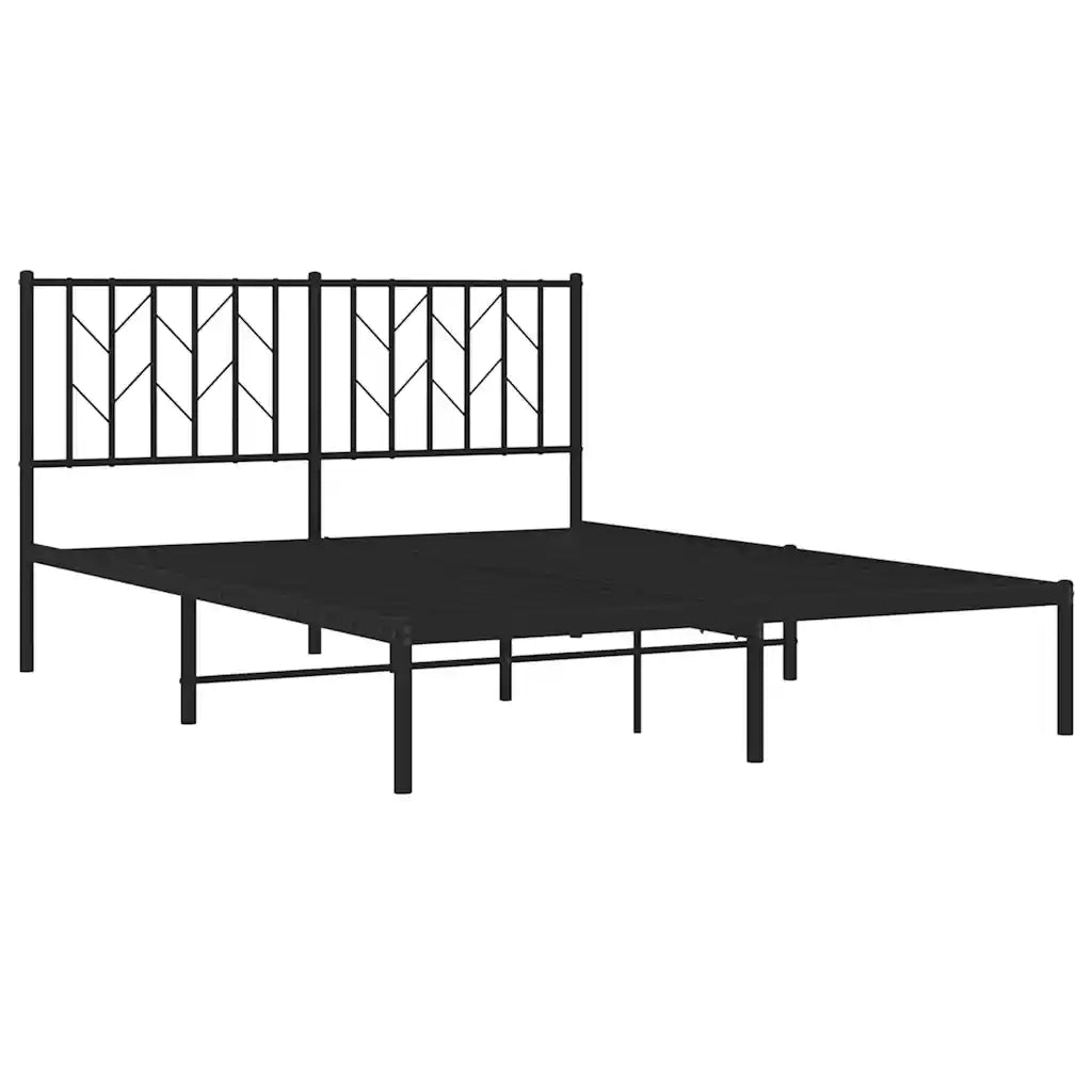 Letto matrimoniale | Letto per adulti | Giroletto con Testiera in Metallo Nero 140x190 cm