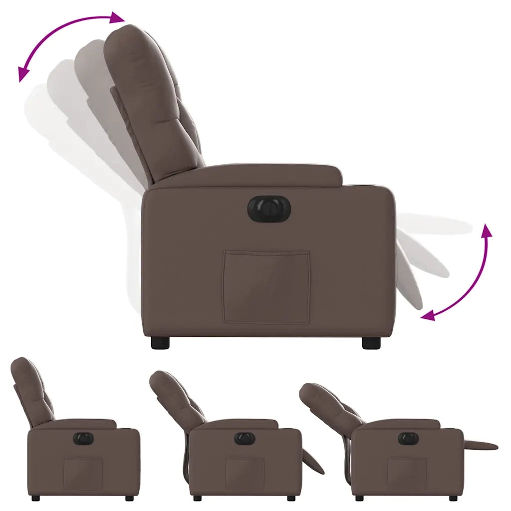 Divano Sedia-Poltrona Reclinabile Elettrica Marrone in Similpelle 587051