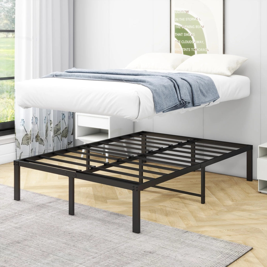 Letto 120x200 cm in metallo nero con rete a doghe e spazio sottoletto