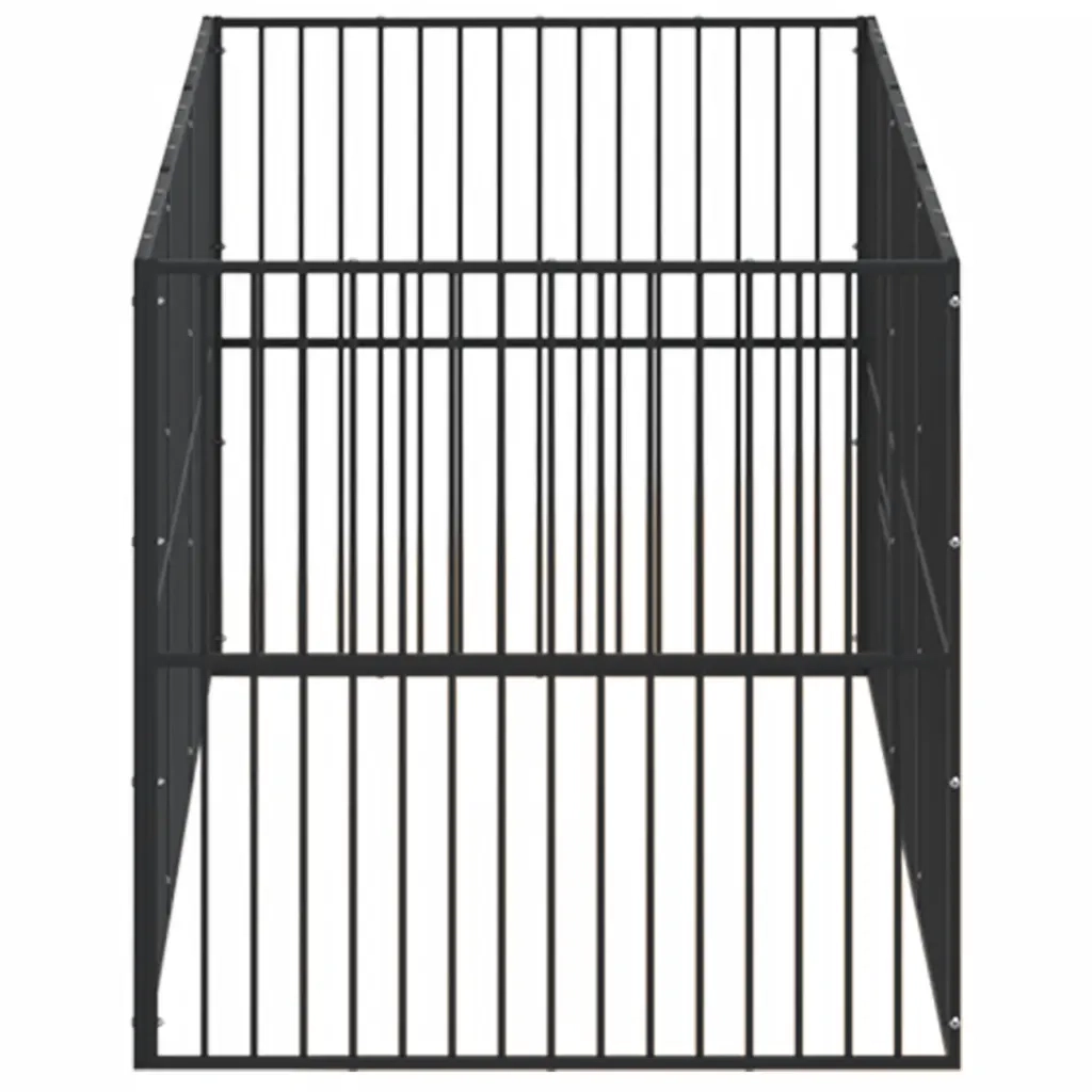 Box per Cani 8 Pannelli Nero Acciaio Zincato CFW2710488