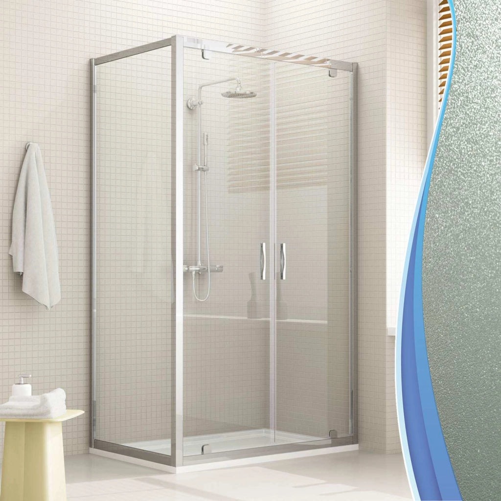 Box Doccia Angolare 75x100 cm 2 Ante Battenti in Cristallo Opaco 6mm H198 Fosterberg Aalborg Duo