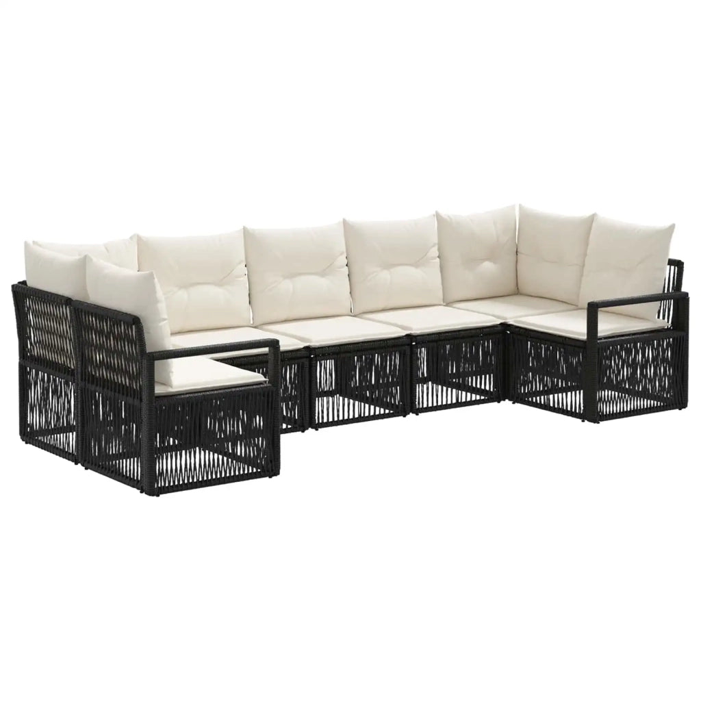 Set Divano da Giardino 7 pz 7-Numero di posti Nero polyrattan 3435811