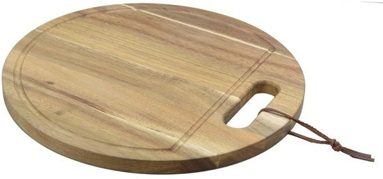 Piatto di servizio rotondo in acacia 30 cm - con foro per il manico - ideale per la presentazione
