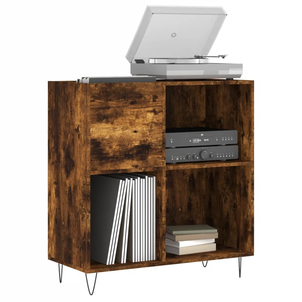 Mobile Porta Dischi Rovere Fumo 84,5x38x89 cm Legno Multistrato 831777