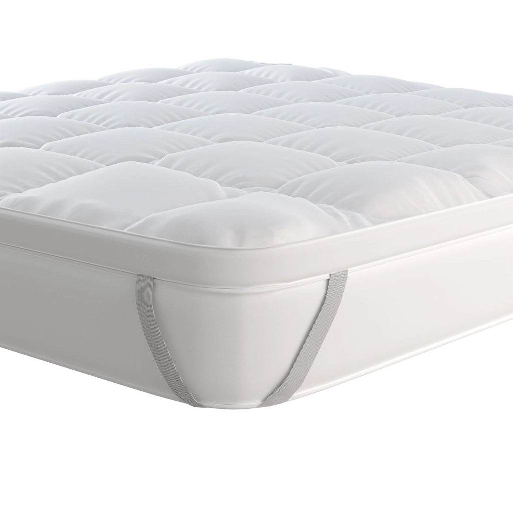 Topper One Matrimoniale 180 x 200 cm Imbottitura Effetto Piuma con Elastici in Cotone Bianco Varie Misure