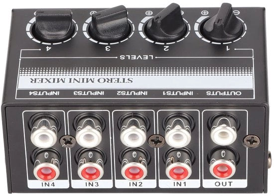 Mini-Mixer Ultraleggero - 4 Canali Mixer - Mixer Portatile - Mixer Silenzioso - Per Strumenti/Computer - Materiale Resistente ai Colpi - Mixer Audio
