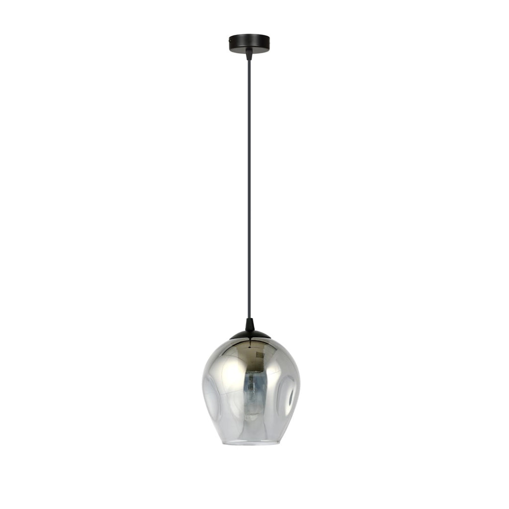 Emibig ISTAR lampada a sospensione nera vetro grafite E27 Ø14cm
