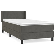 Letto singolo | Letto per adulti | Giroletto a Molle con Materasso Grigio Scuro 90x190 cm Velluto
