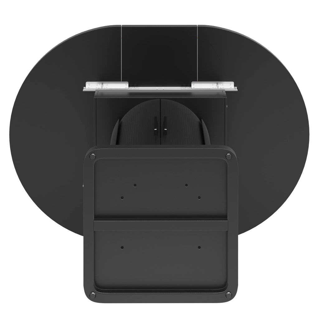 Tavolo allungabile per 4-6 persone con maniglia in metallo e spazio contenitore, stile moderno, in MDF, nero, 118 × 118 × 76 cm