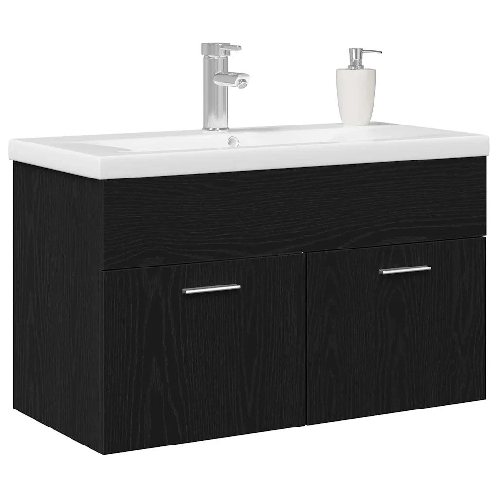 Mobile da Bagno Rovere Nero 80 x 38,5 x 46 cm Legno multistrato 3333139