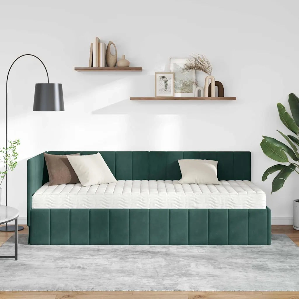 Struttura Letto Angolare con Materasso 2 pcs Verde Velluto 3393840