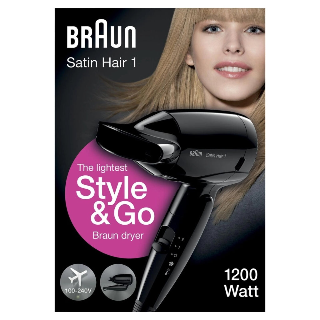 Braun HD 130 Phon 1200w 2 temp. Da Viaggio con concentratore Nero