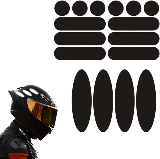 Adesivi per Casco Motociclistico Nero Riflettenti per Alta Visibilità - Approvati