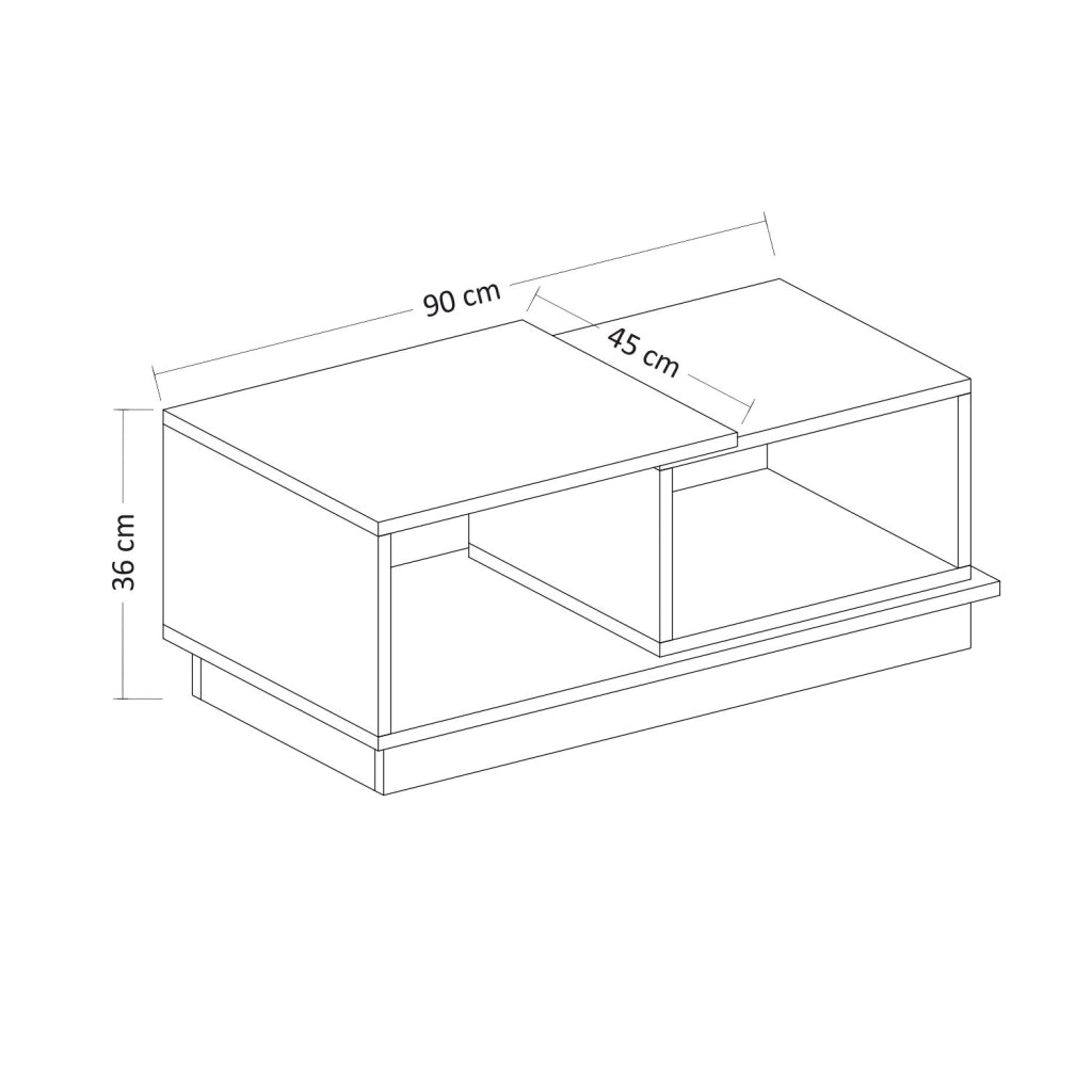 Tavolino in legno "Consept" - 90 x 45 x 36 cm - Travertino