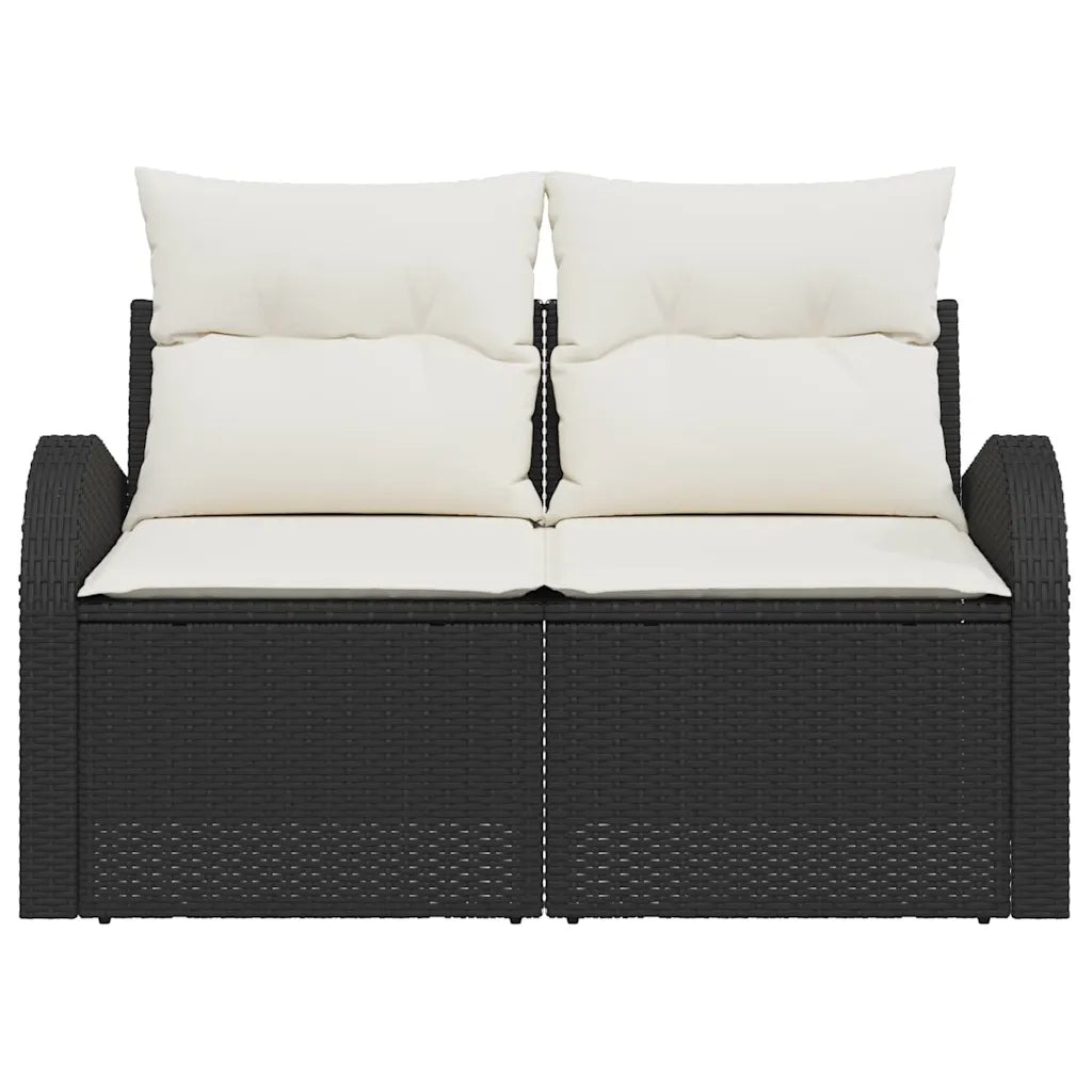 Divano da giardino-Sofa da Giardino-Divano da esterno Nero 124 x 62 x 69cm polyrattan 521757