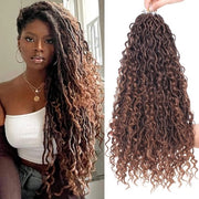 Pacco da 6 Falsi Capelli a Crochet Bohemiani a 18 Pollici - Falsi Capelli a Rete Pre-Curvi con Boccoli ondulati e Curli ai Capelli del Centro e della Fine