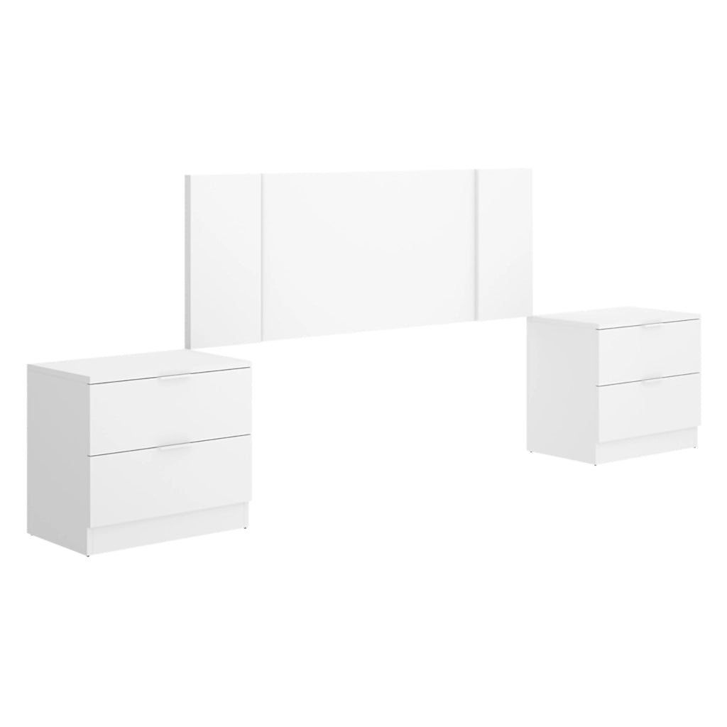 Carson, Testiera Letto 2 Comodini Inclusi, 34x237 cm Bianco