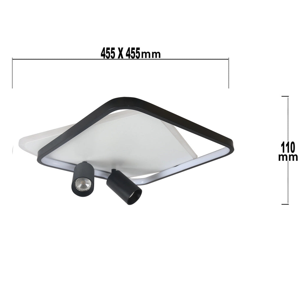 Plafoniera quadrata moderna nero/bianco LED CCT 36W Parma