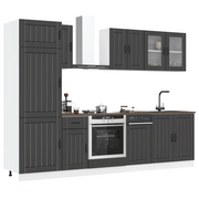 Set Mobili da Cucina 8 pz Kalmar Neri Legno Multistrato 3314802