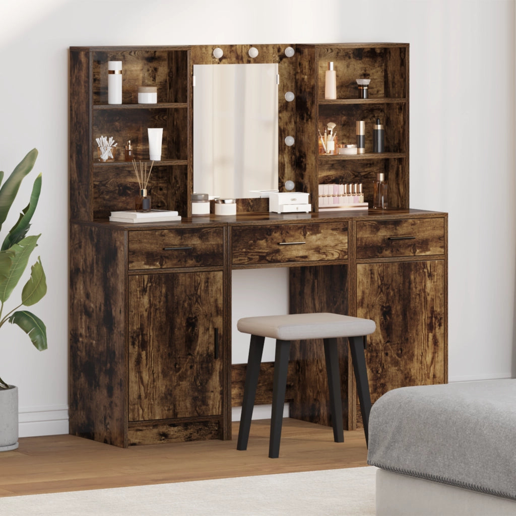 Set di Tolette 3 Pezzi Rovere Affumicato Legno Ingegnerizzato