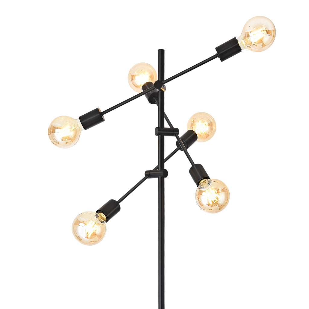 Lampada da Terra 'Craigavon' con 6 Fonti di Luce Regolabili - Piantana in Metallo - Nero [lux.pro]