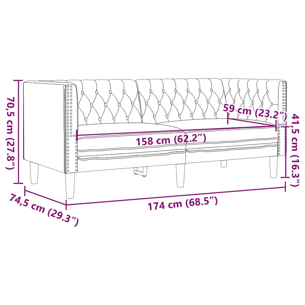 Set Divani Chesterfield 3pz Grigio in Similpelle 3209270