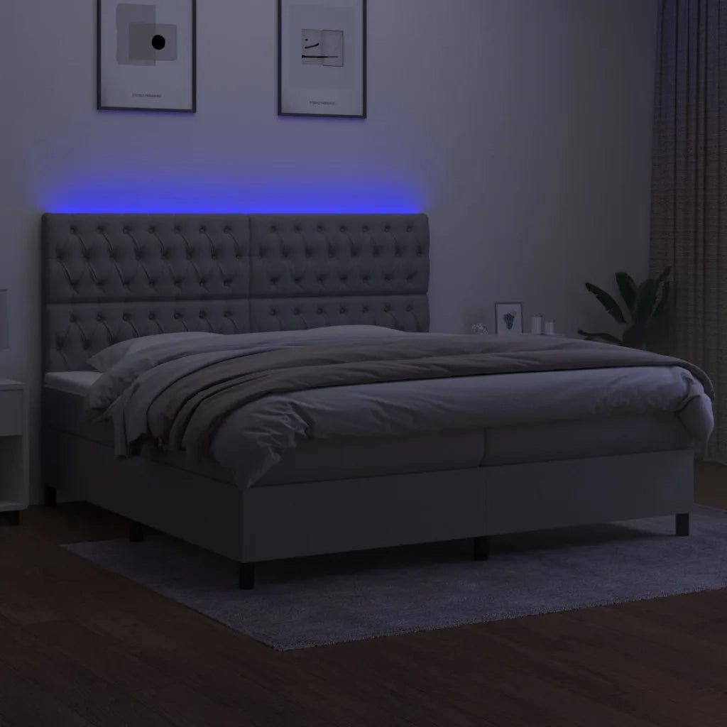 Letto a Molle Materasso e LED Grigio Chiaro 200x200 cm Tessuto 3135141