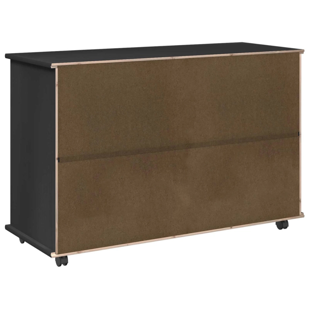 Mobile con Ruote Nero 100 x 39 x 65,5 cm Legno di Pino Massello 42028387