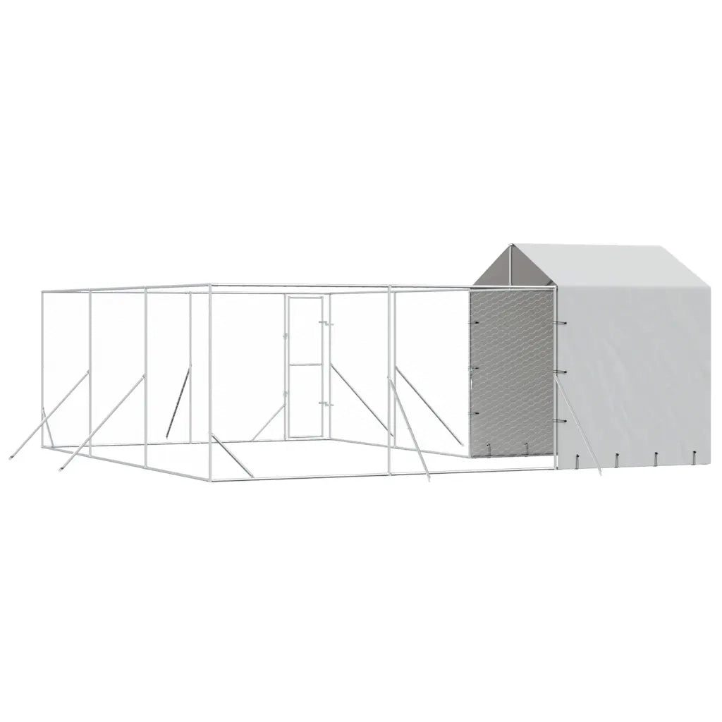 Cuccia Cani da Esterno Tetto Argento 6x6x2,5 m Acciaio Zincato 3190479