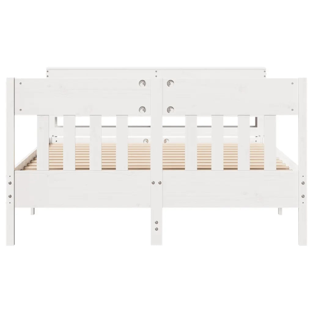 Letto senza Materasso Bianco 140x190 cm Legno Massello di Pino