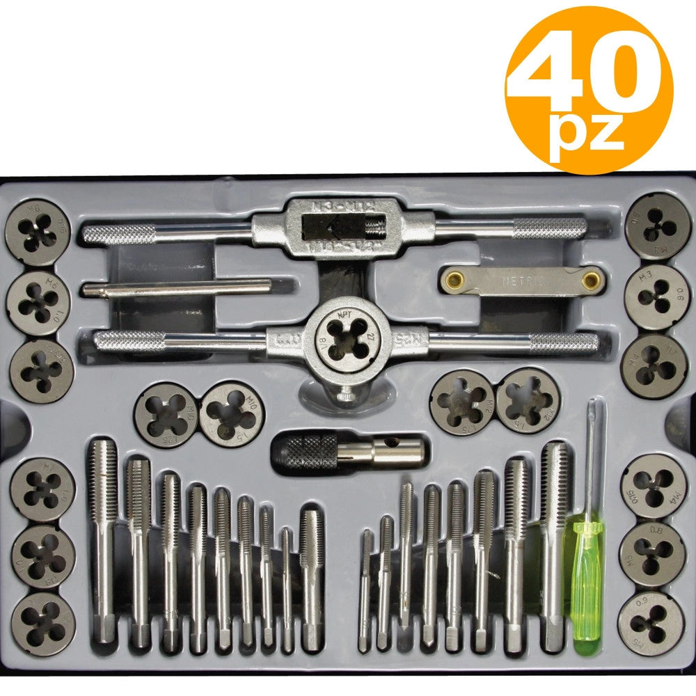 Trade Shop - Kit Filiera 40 Pz Professionale Maschi E Femmine Kit Filiere 40 Pz In Valigia -