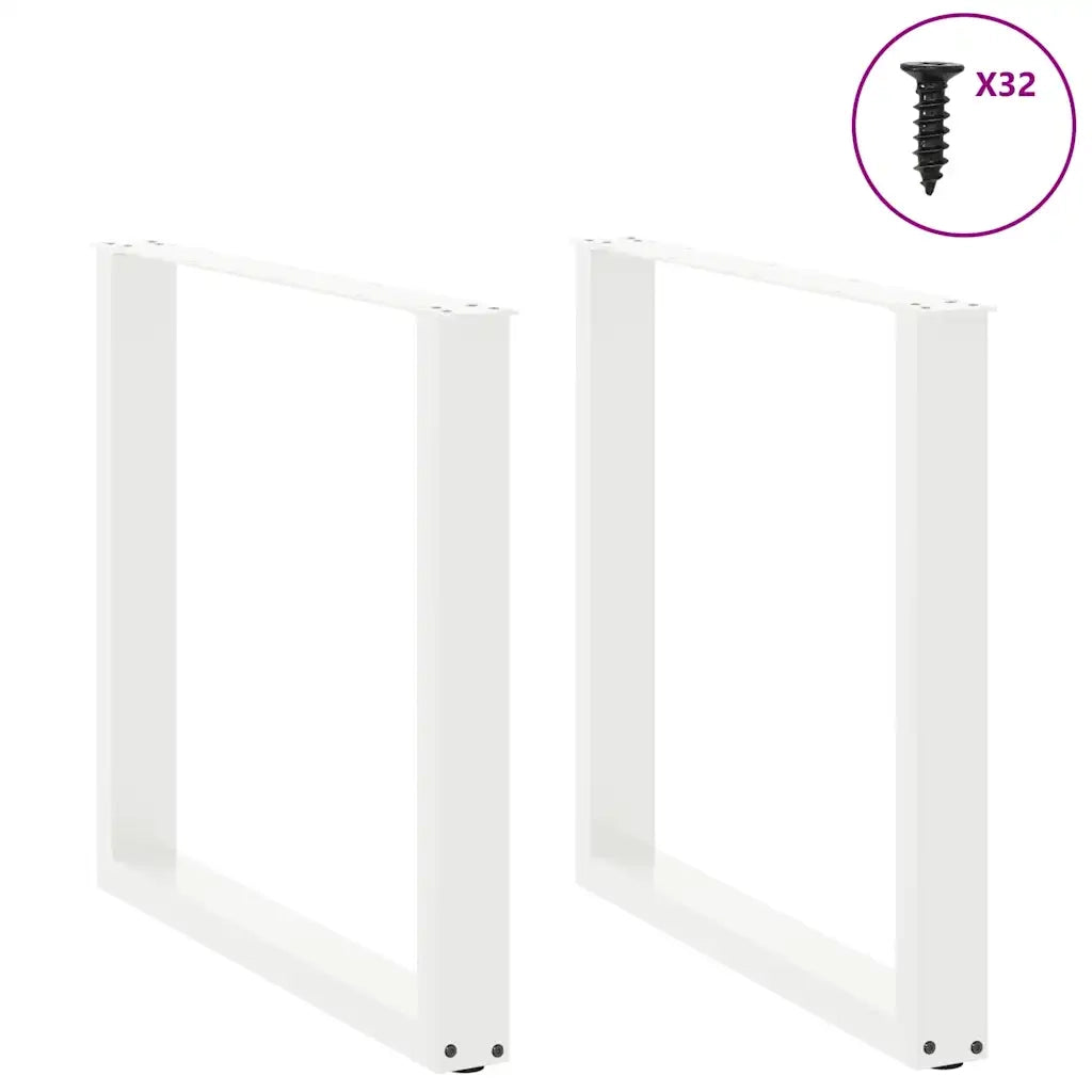 vidaXL Gambe per tavolo da pranzo a forma di U 2 pz bianche 90x(72-73) cm in acciaio