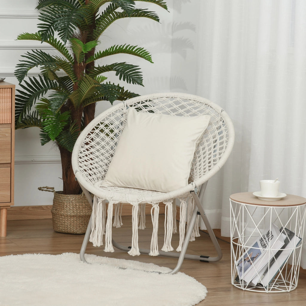 Poltrona da giardino rotonda pieghevole ¨C zephmum ¨C beige in cotone e poliestere