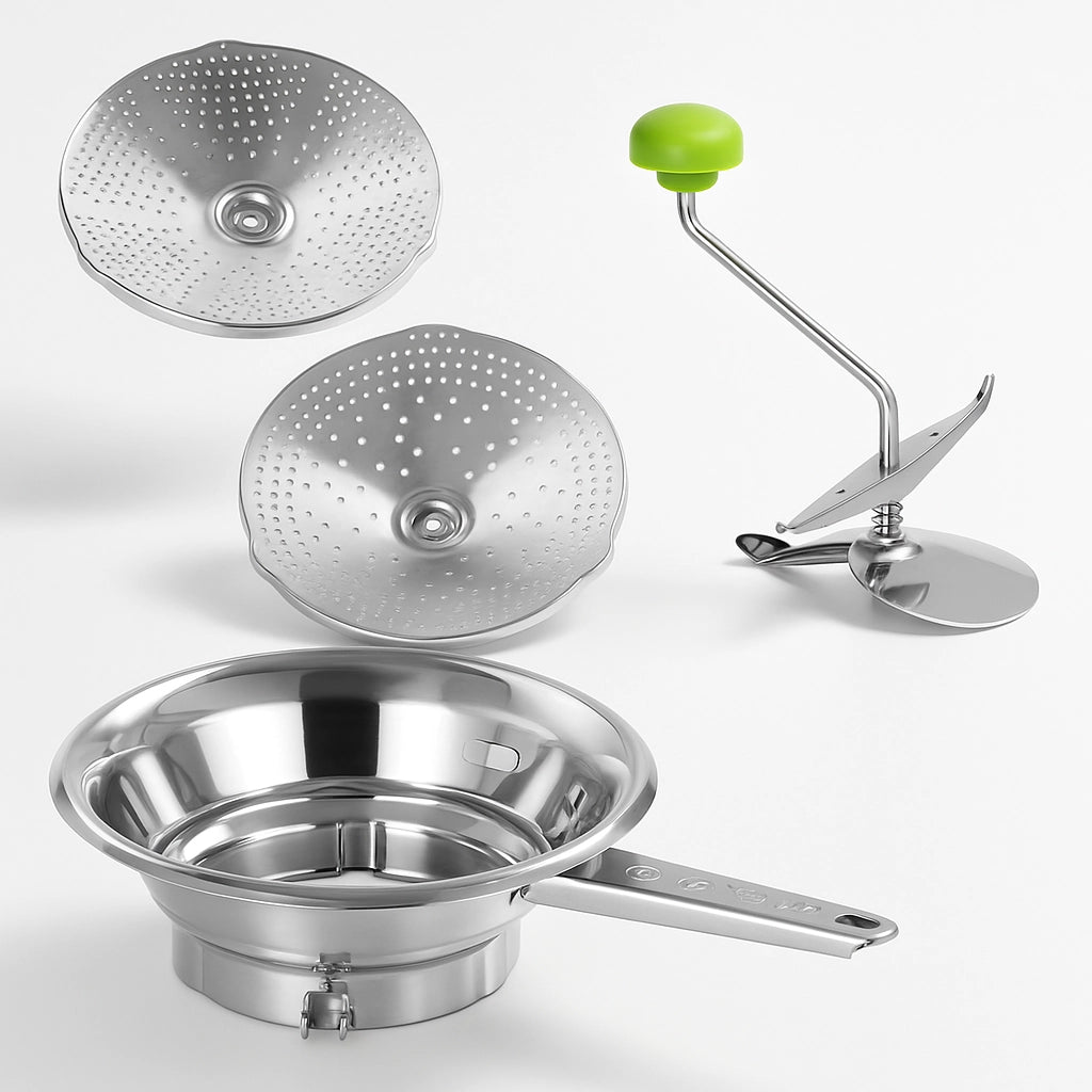 Passaverdure Acciaio Inox 24cm con 2 Dischi Intercambiabili Lavabile in Lavastoviglie
