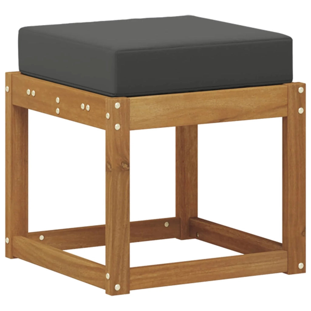 Sedia da giardino-Panca Sgabello con cuscino Naturale e Antracite 43 x 43 x 37 cm