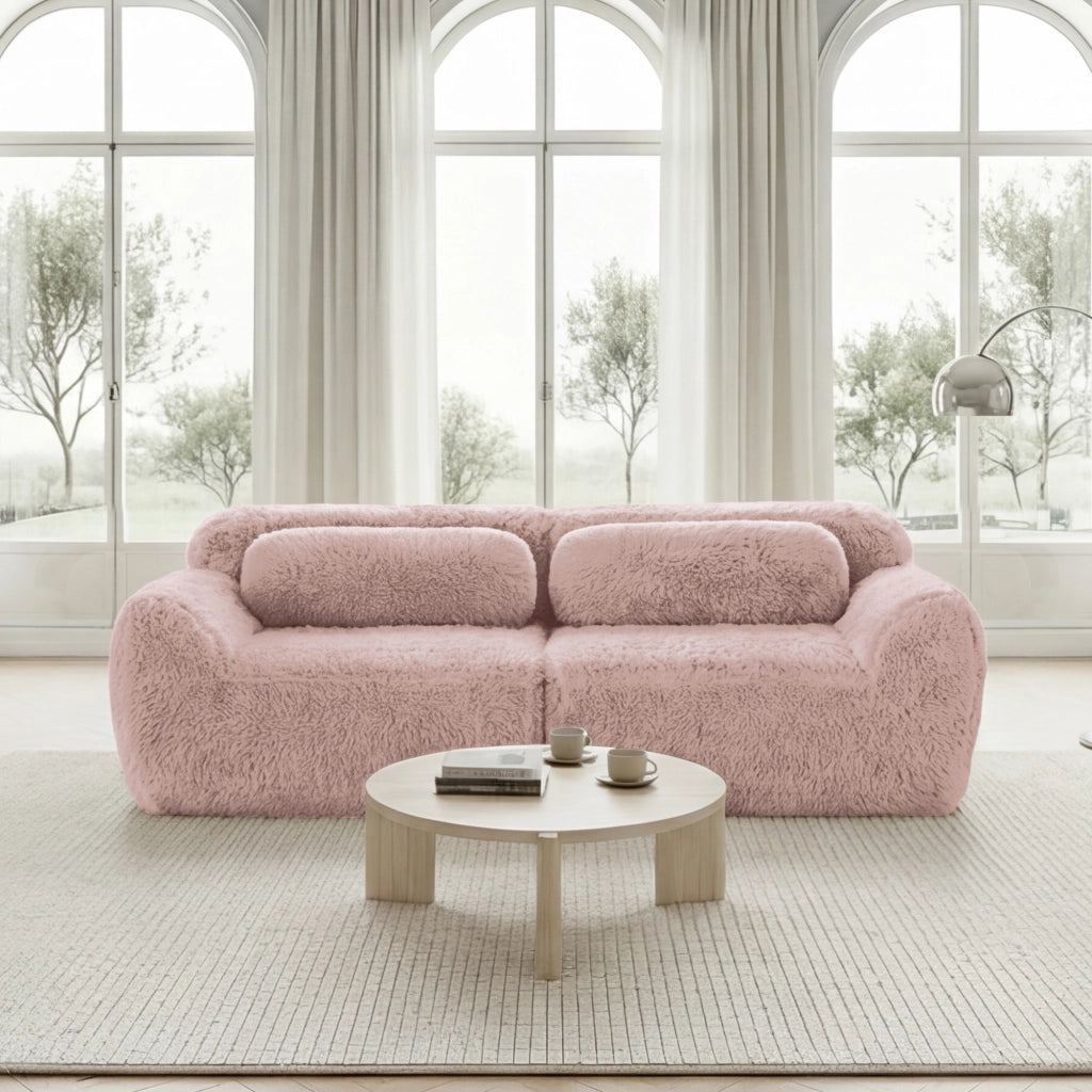 Divano 2 Posti Modulare in Tessuto Morbido con Cuscini ¨C MINIMAL ¨C Grigio