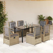 Set da Pranzo da Giardino 7 pz con Cuscini Beige in Polyrattan 3263010