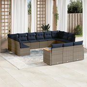 Set Divani da Giardino 13 pz con Cuscini Grigio in Polyrattan 3226460