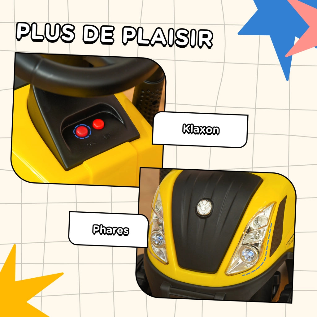 Trattore Cavalcabile con Cassetta Porta Oggetti ¨C Xylo ¨C Giallo con Luci LED