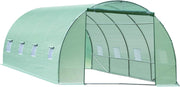 Serra per Piante a Tunnel, Serra per Orto da Esterno con Porta Avvolgibile e 8 Finestre, 6x3x2 m, in Acciaio e PE, Verde